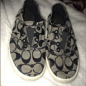 COACH Black and Gray converse style slip on shoes
